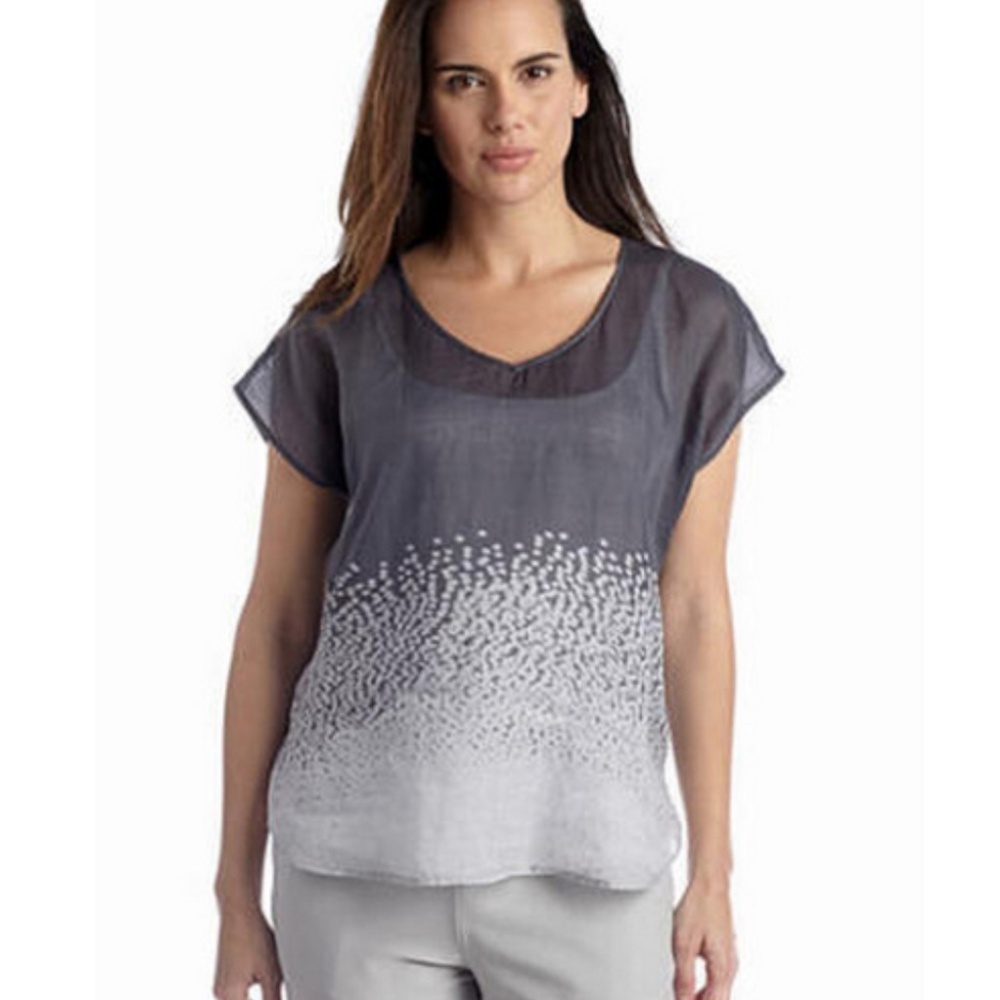 Eileen Fisher Gray Dapple Print‎ Top Size Medium